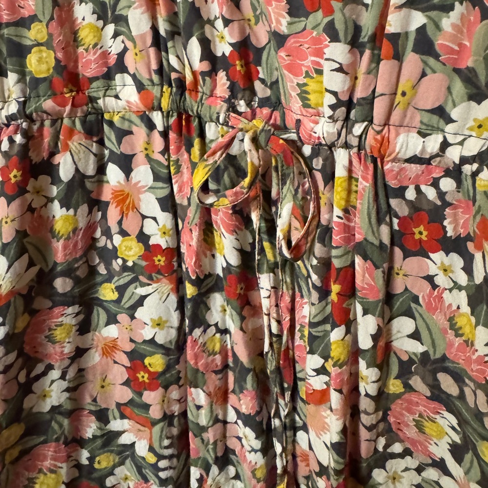 LOFT Floral Ruffle Drawstring Dress - Picture 6 of 8